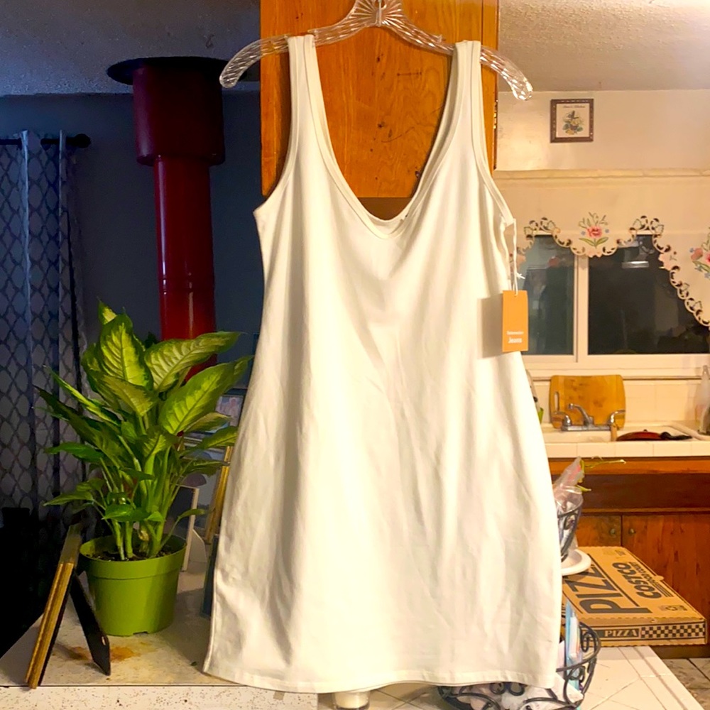 White v neck dress by reformation